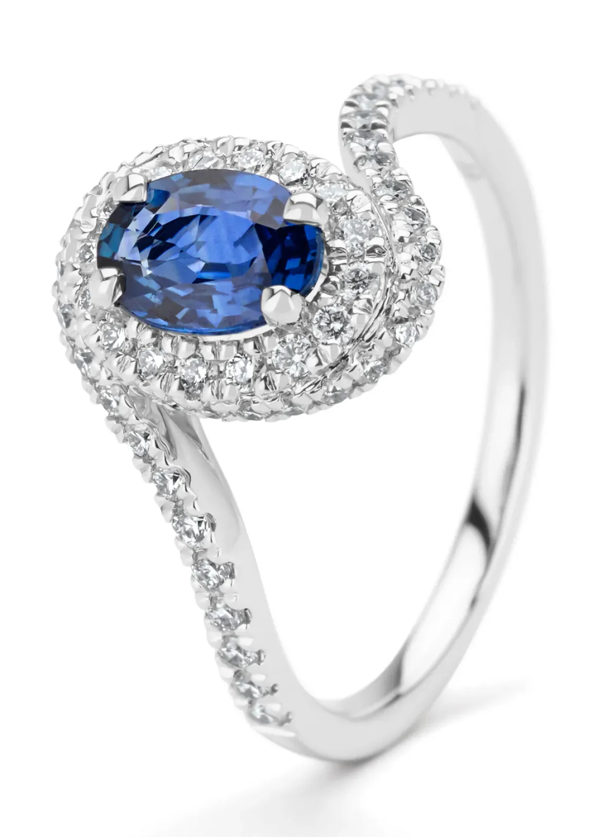 Diamond Point Witgouden Ringen|Ringen Met Kleurstenen<Witgouden ring, 0.90 ct blauwe saffier, Majestic