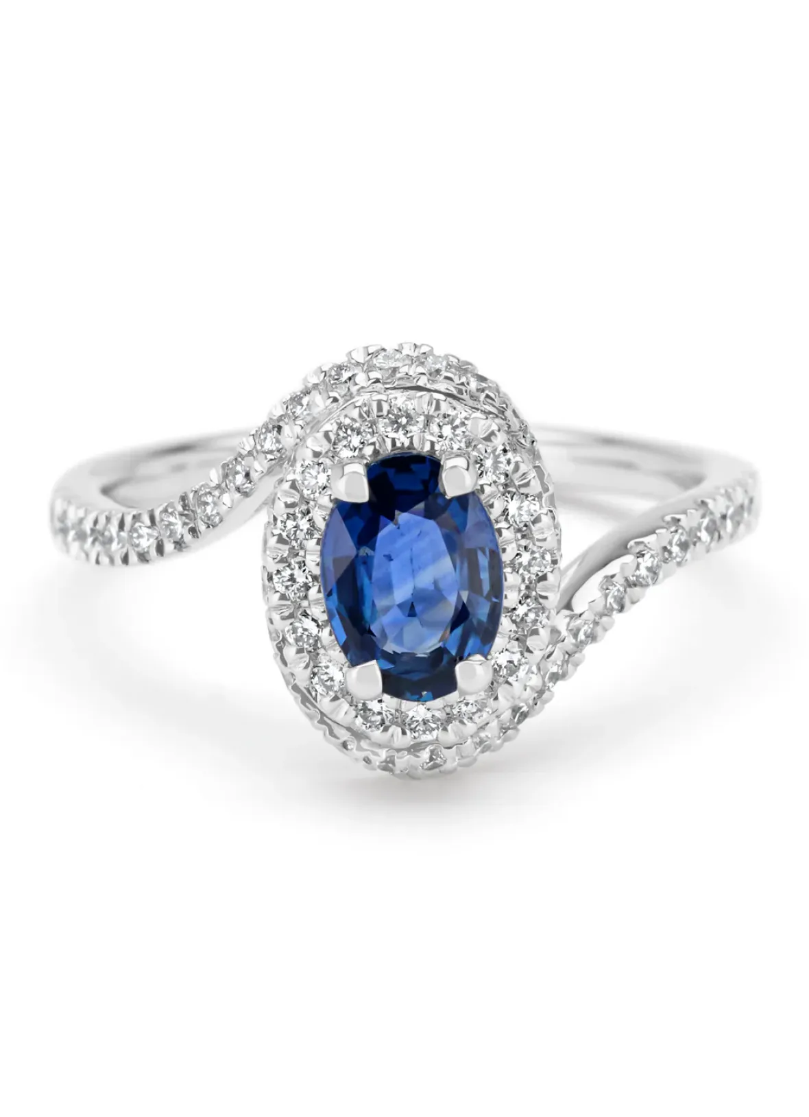 Diamond Point Witgouden Ringen|Ringen Met Kleurstenen<Witgouden ring, 0.90 ct blauwe saffier, Majestic