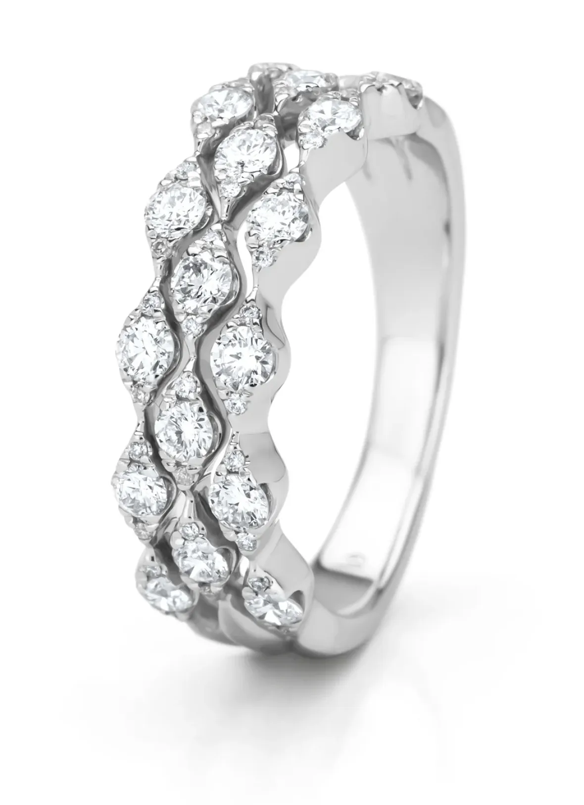 Diamond Point Witgouden Ringen|Diamanten Ringen<Witgouden ring, 0.75 ct diamant, Caviar