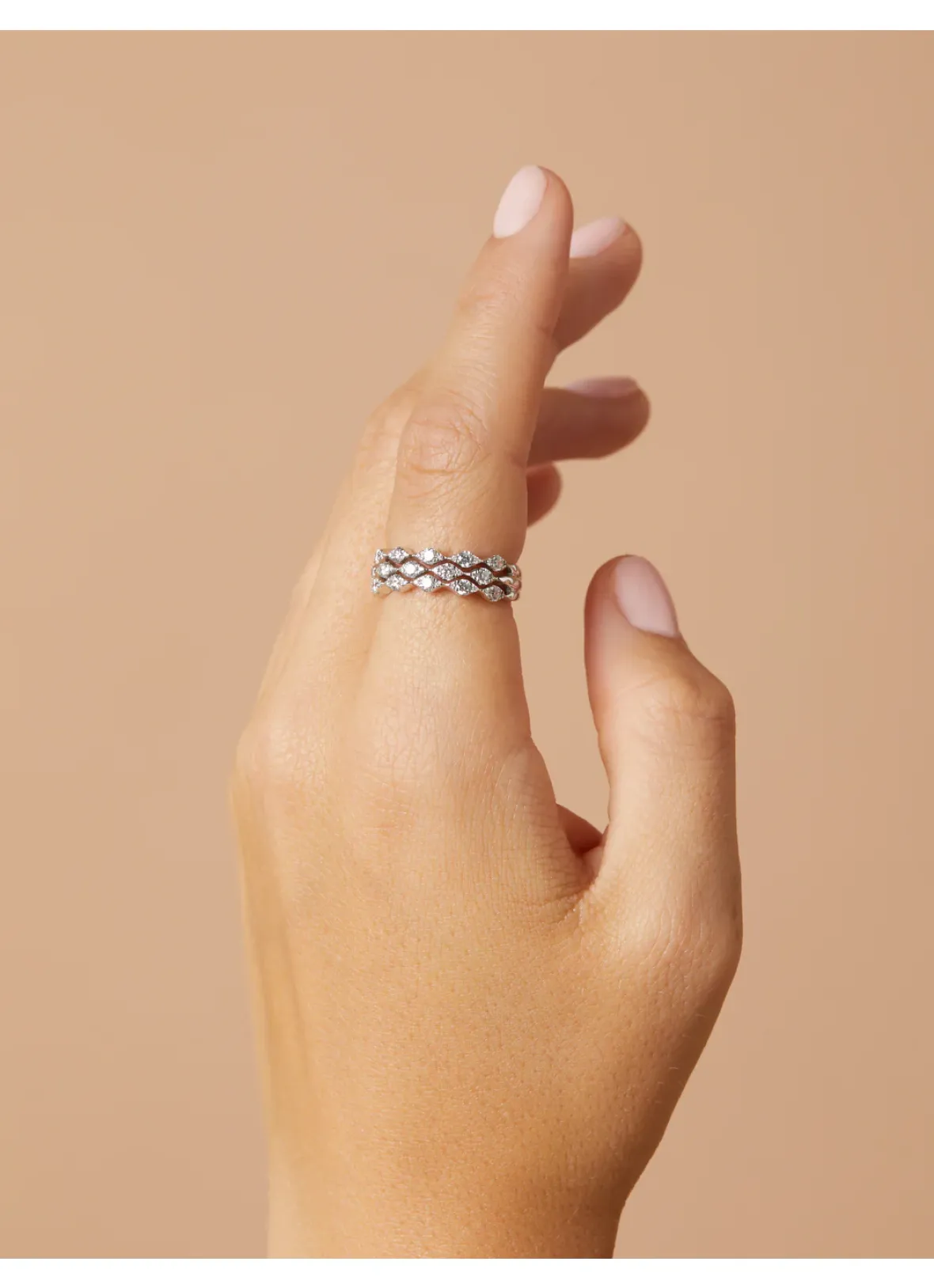 Diamond Point Witgouden Ringen|Diamanten Ringen<Witgouden ring, 0.75 ct diamant, Caviar