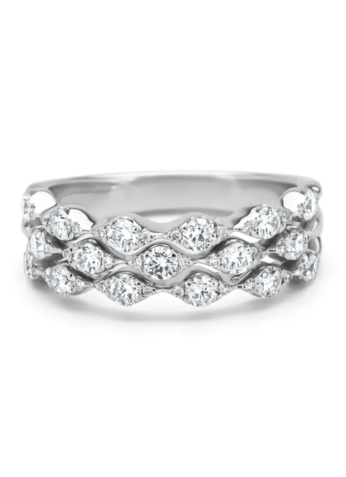Diamond Point Witgouden Ringen|Diamanten Ringen<Witgouden ring, 0.75 ct diamant, Caviar