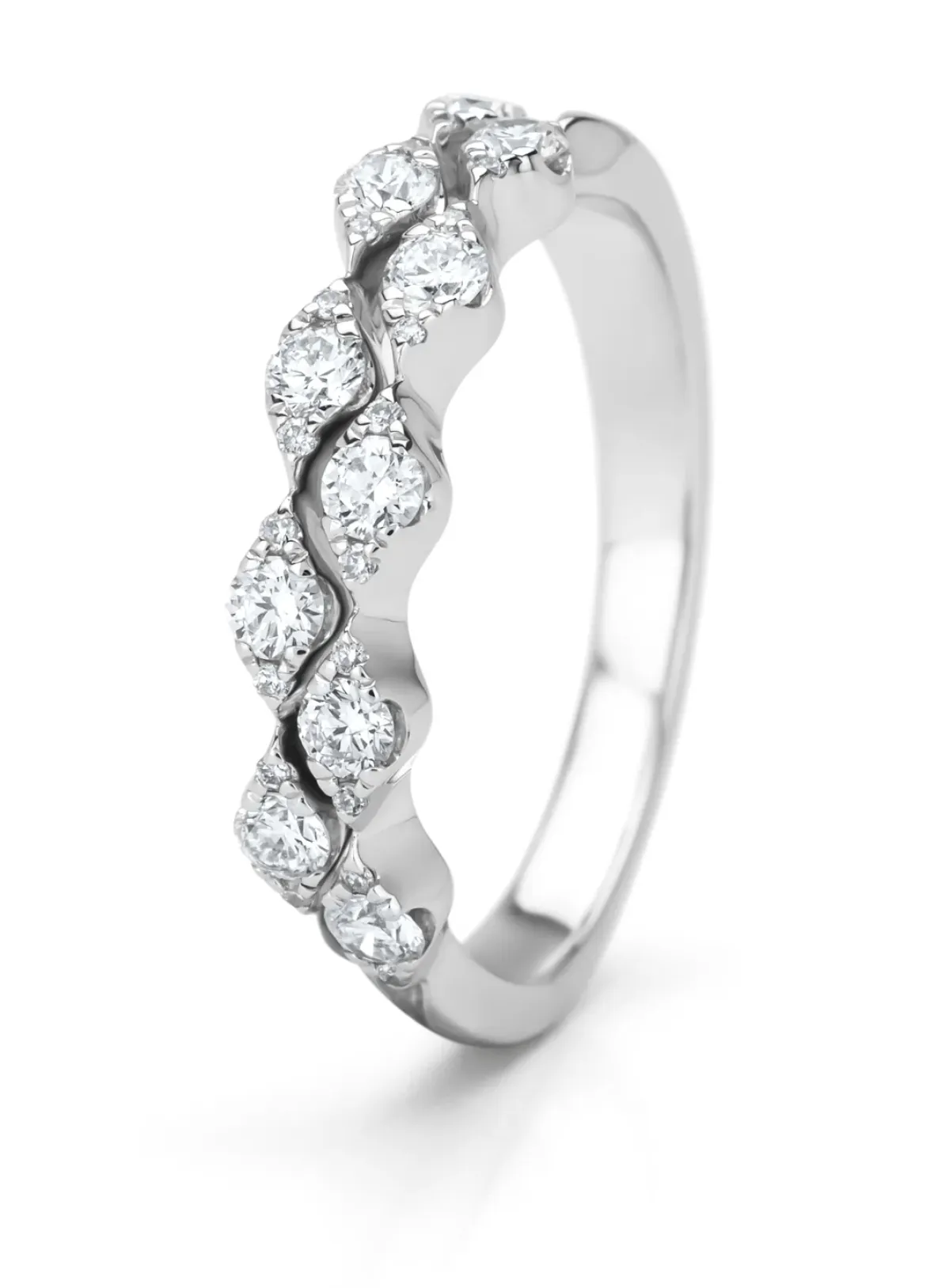 Diamond Point Witgouden Ringen|Diamanten Ringen<Witgouden ring, 0.50 ct diamant, Caviar
