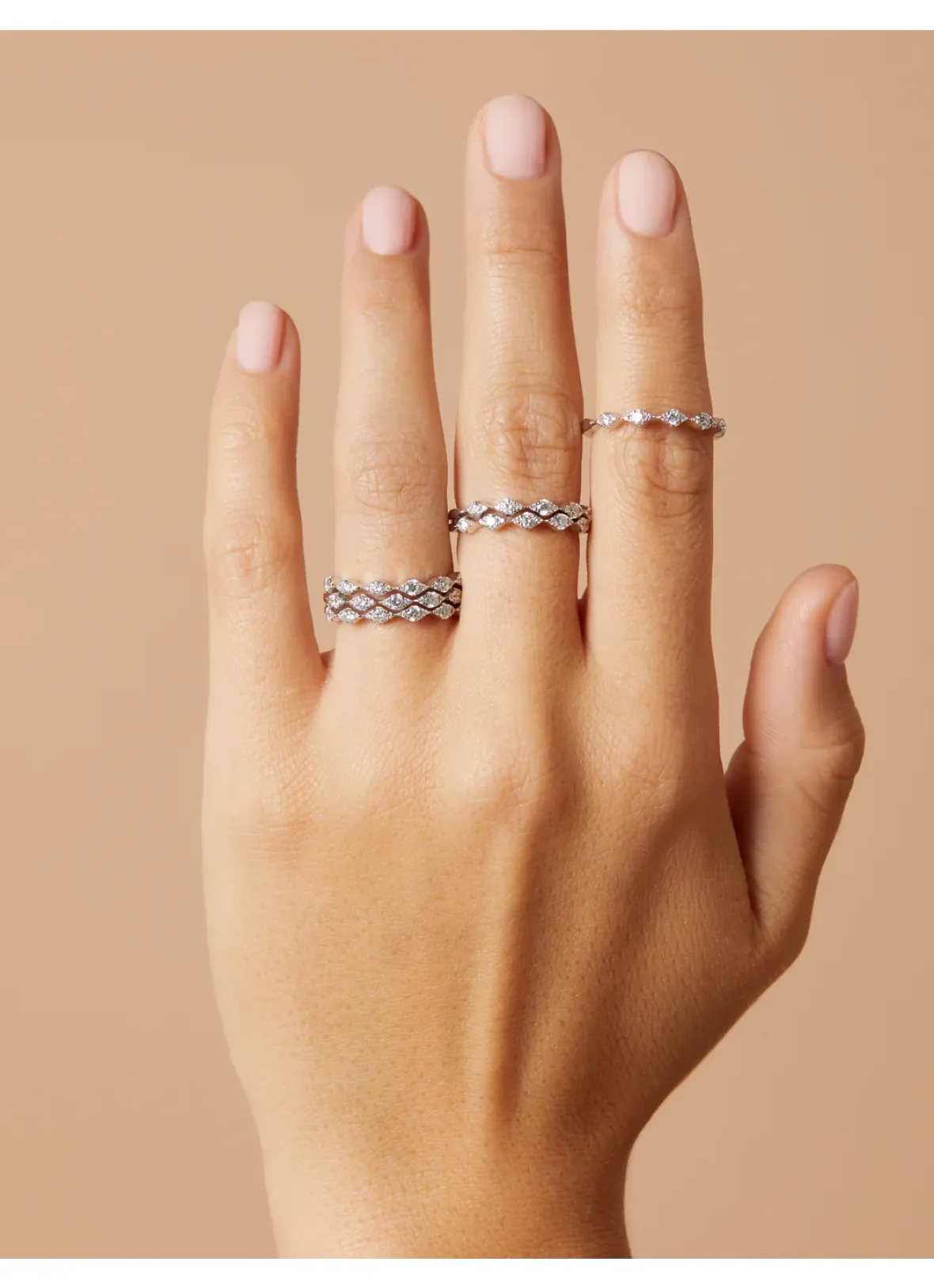 Diamond Point Witgouden Ringen|Diamanten Ringen<Witgouden ring, 0.50 ct diamant, Caviar