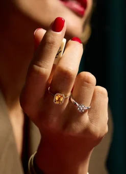 Diamond Point Witgouden Ringen|Diamanten Ringen<Witgouden ring, 0.49 ct diamant, Caviar