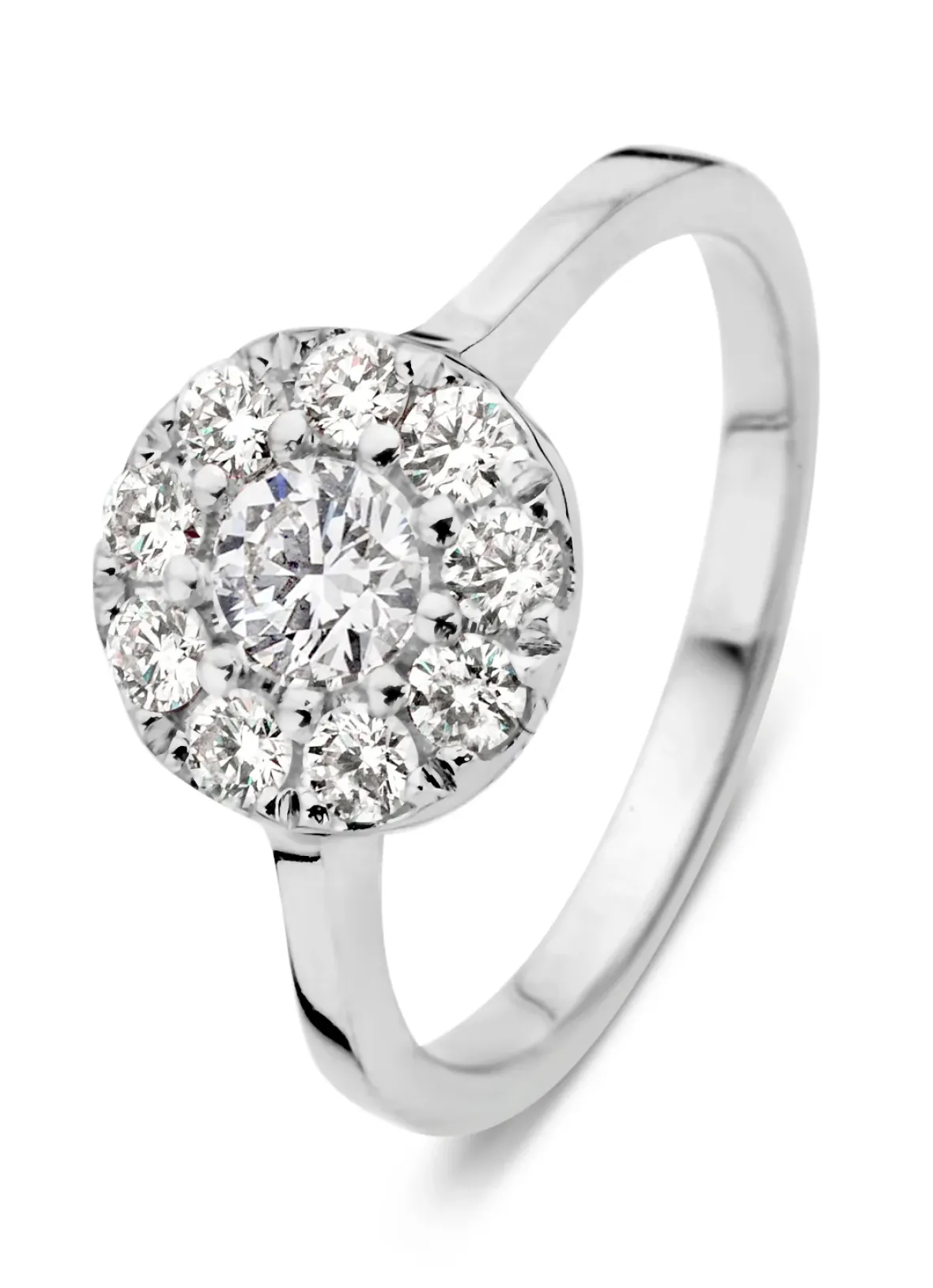 Diamond Point Witgouden Ringen|Diamanten Ringen<Witgouden ring, 0.65 ct diamant, Hearts & Arrows