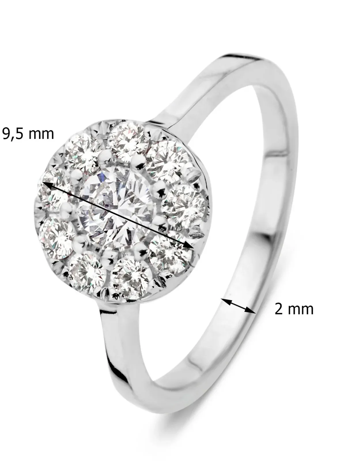Diamond Point Witgouden Ringen|Diamanten Ringen<Witgouden ring, 0.65 ct diamant, Hearts & Arrows