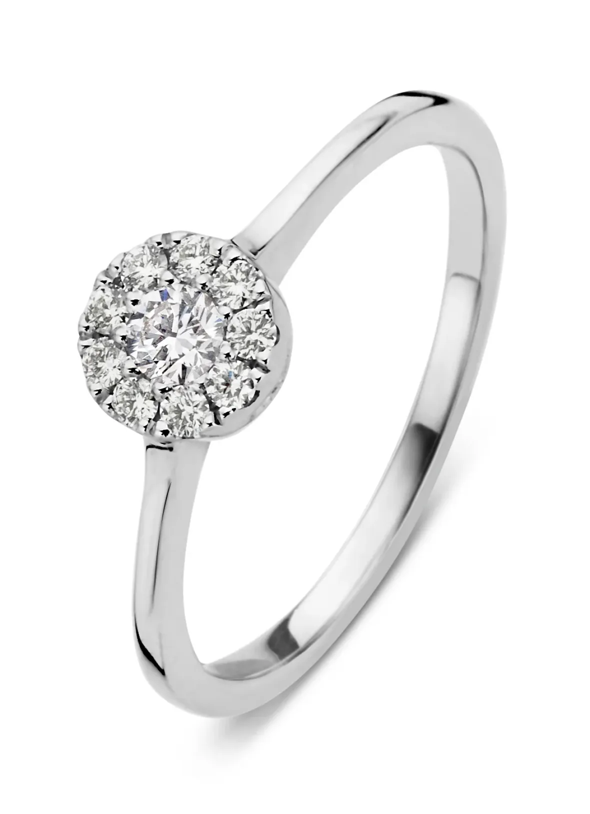 Diamond Point Witgouden Ringen|Diamanten Ringen<Witgouden ring, 0.20 ct diamant, Hearts & Arrows