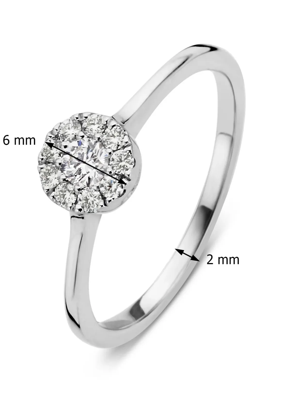 Diamond Point Witgouden Ringen|Diamanten Ringen<Witgouden ring, 0.20 ct diamant, Hearts & Arrows
