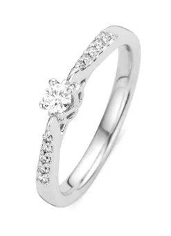 Diamond Point Witgouden Ringen|Diamanten Ringen<Witgouden ring, 0.18 ct diamant, Hearts & Arrows