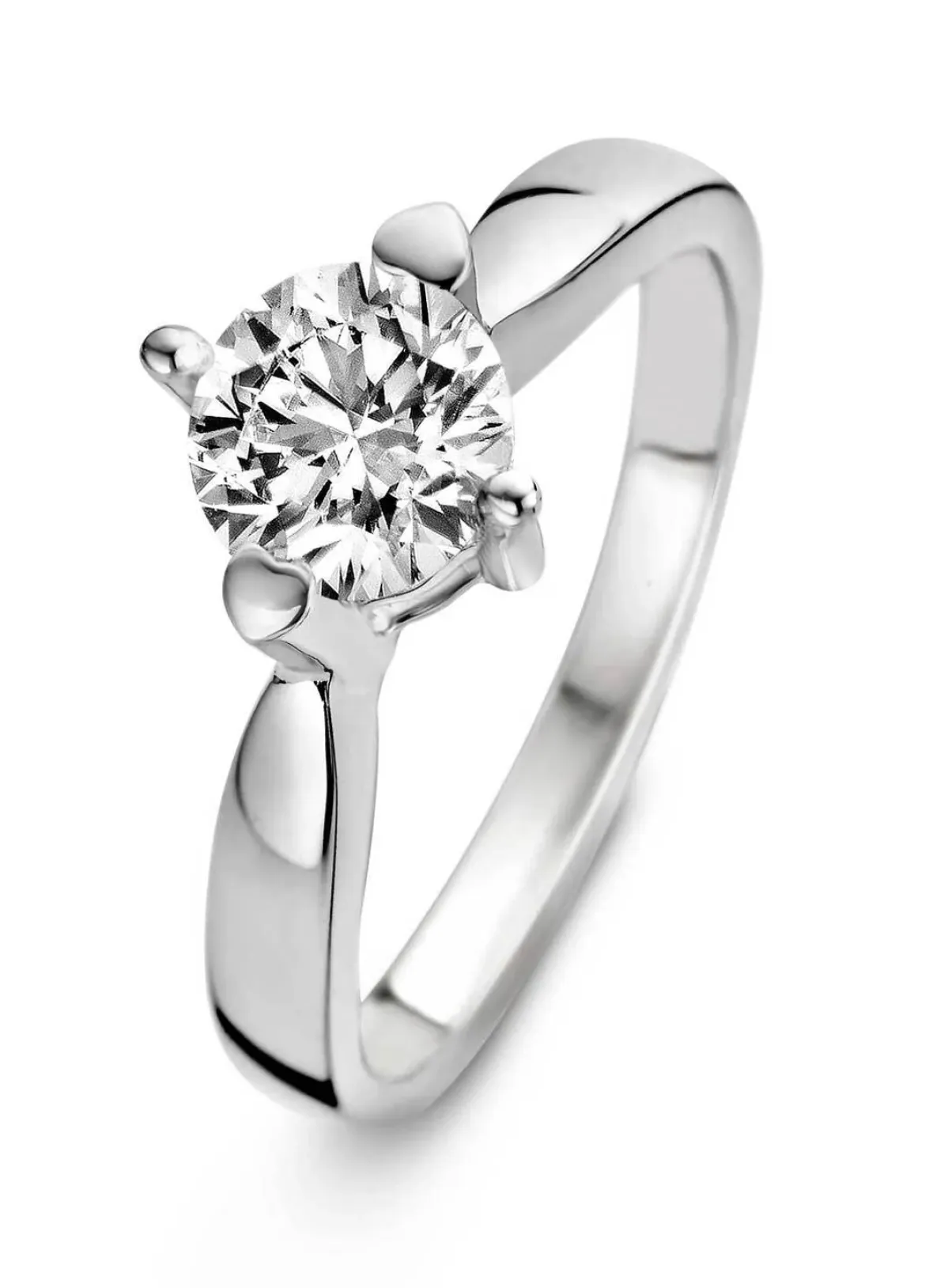 Diamond Point Witgouden Ringen|Diamanten Ringen<Witgouden ring, 0.40 ct diamant, Hearts & Arrows