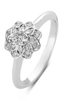 Diamond Point Witgouden Ringen|Diamanten Ringen<Witgouden ring, 0.42 ct diamant, Hearts & Arrows