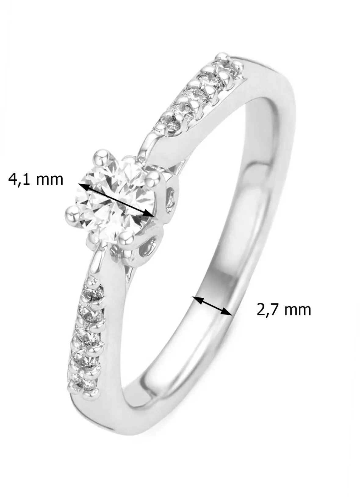 Diamond Point Witgouden Ringen|Diamanten Ringen<Witgouden ring, 0.35 ct diamant, Hearts & Arrows