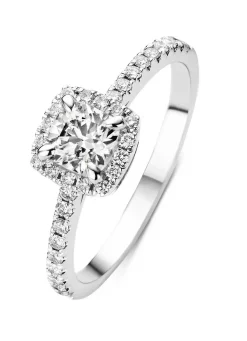 Diamond Point Witgouden Ringen|Diamanten Ringen<Witgouden ring, 0.89 ct diamant, Hearts & Arrows