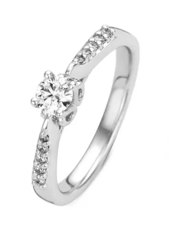 Diamond Point Witgouden Ringen|Diamanten Ringen<Witgouden ring, 0.73 ct diamant, Hearts & Arrows