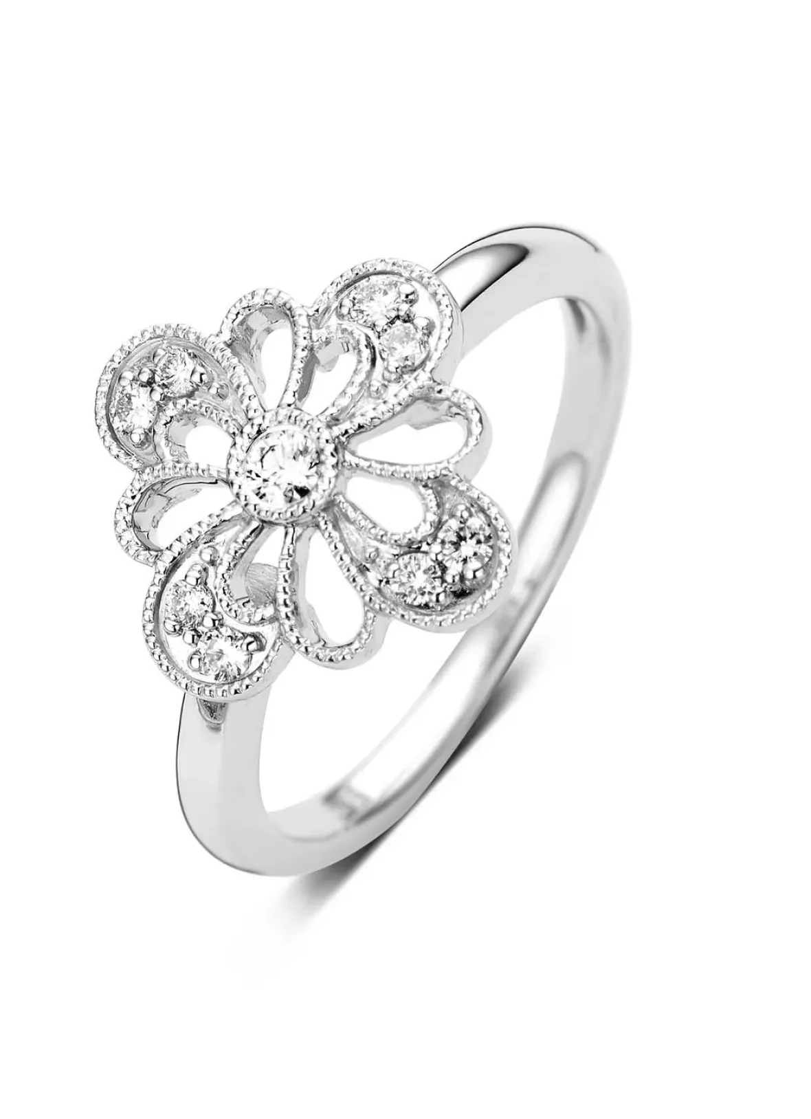 Diamond Point Witgouden Ringen|Diamanten Ringen<Witgouden ring, 0.15 ct diamant, Since 1904