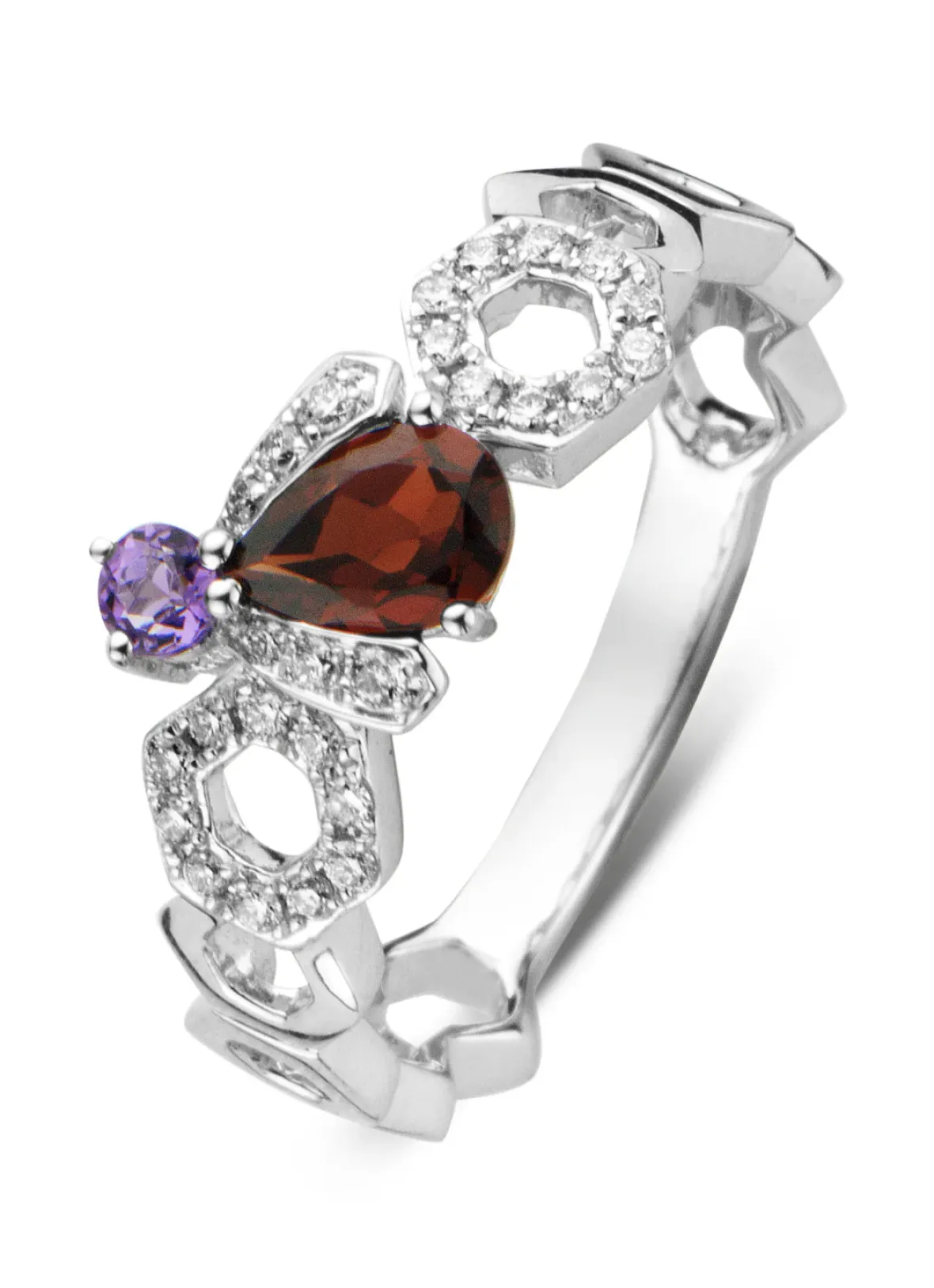 Diamond Point Witgouden Ringen|Ringen Met Kleurstenen<Witgouden ring, 0.45 ct granaat, Queen Bee