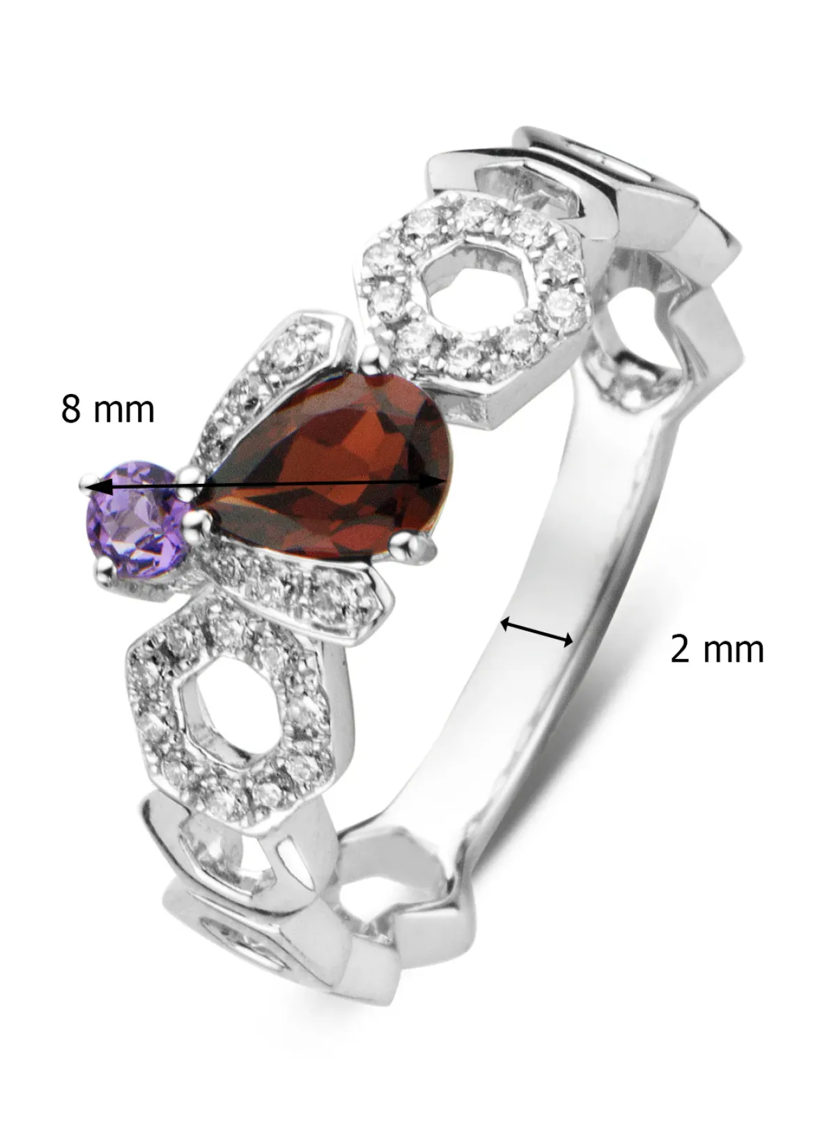 Diamond Point Witgouden Ringen|Ringen Met Kleurstenen<Witgouden ring, 0.45 ct granaat, Queen Bee