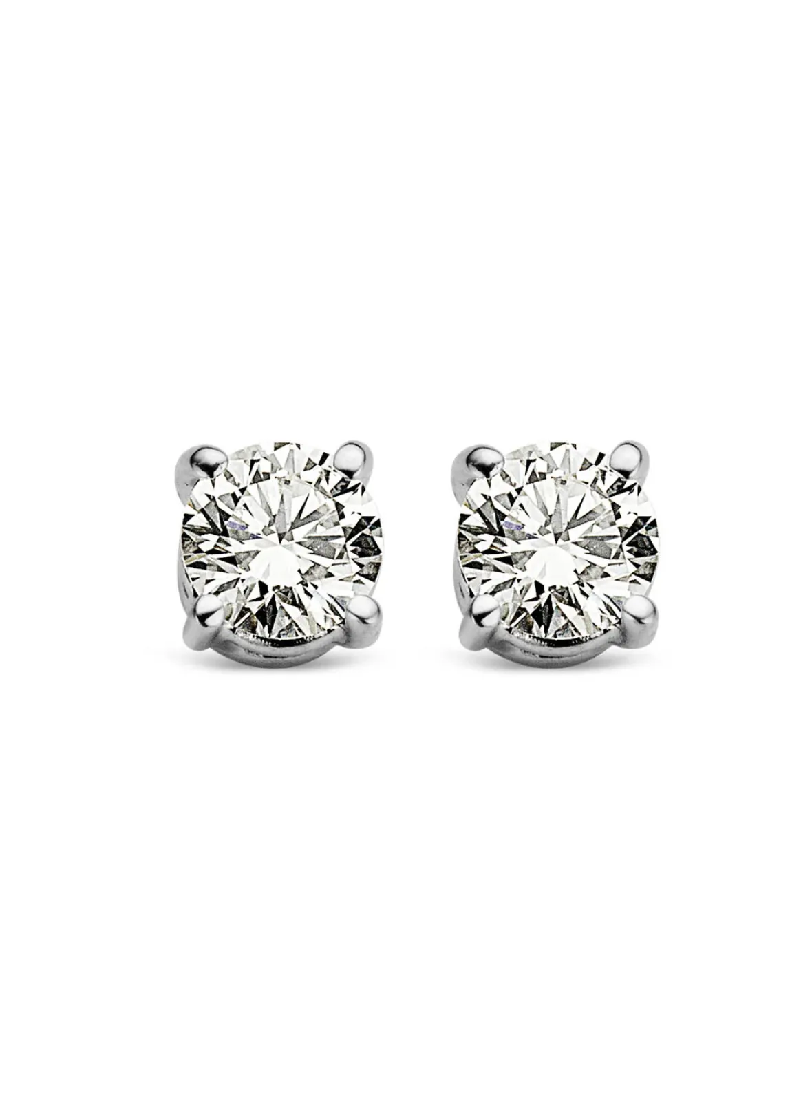 Diamond Point Solitair C|Solitair Classic<Witgouden solitair oorstekers, 0.18 ct diamant, Groeibriljant