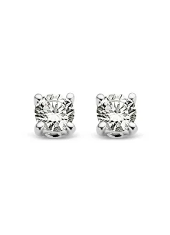 Diamond Point Solitair C|Solitair Classic<Witgouden solitair oorstekers, 0.06 ct diamant, Groeibriljant