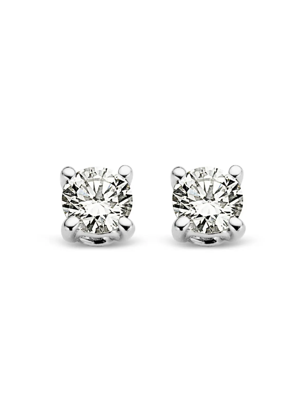 Diamond Point Solitair C|Solitair Classic<Witgouden solitair oorstekers, 0.06 ct diamant, Groeibriljant