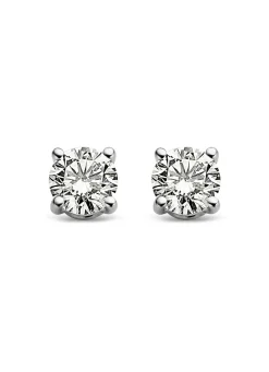 Diamond Point Solitair C|Solitair Classic<Witgouden solitair oorstekers, 0.28 ct diamant, Groeibriljant