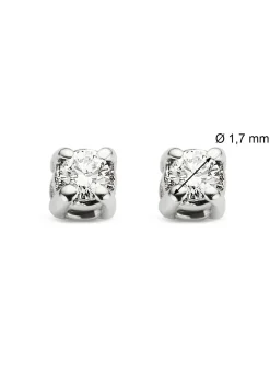 Diamond Point Solitair C|Solitair Classic<Witgouden solitair oorstekers, 0.04 ct diamant, Groeibriljant