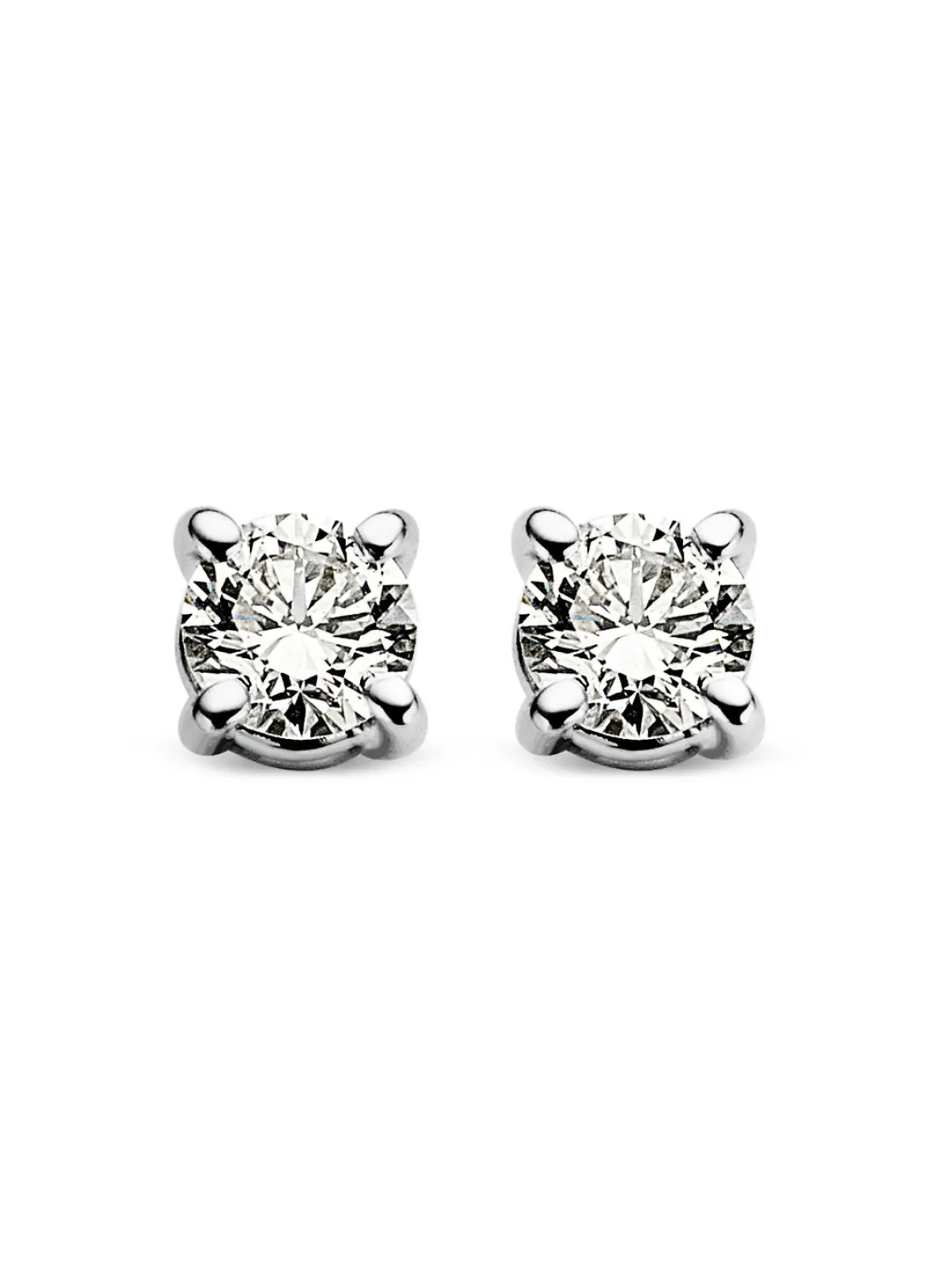 Diamond Point Solitair C|Solitair Classic<Witgouden solitair oorstekers, 0.12 ct diamant, Groeibriljant
