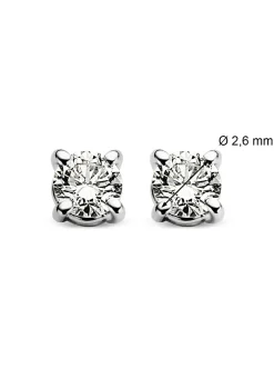 Diamond Point Solitair C|Solitair Classic<Witgouden solitair oorstekers, 0.12 ct diamant, Groeibriljant