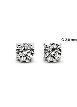Diamond Point Solitair C|Solitair Classic<Witgouden solitair oorstekers, 0.16 ct diamant, Groeibriljant