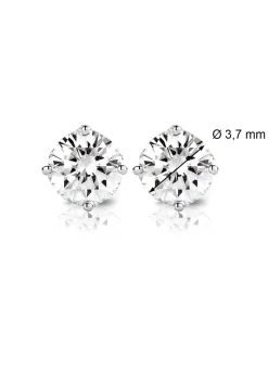 Diamond Point Solitair C|Solitair Classic<Witgouden solitair oorstekers, 0.38 ct diamant, Groeibriljant