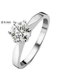 Diamond Point Groeibriljant Ringen|Solitair C<Witgouden solitairring, 0.75 ct diamant, Groeibriljant