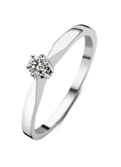 Diamond Point Solitair C|Solitair Classic<Witgouden solitairring, 0.09 ct diamant, Groeibriljant