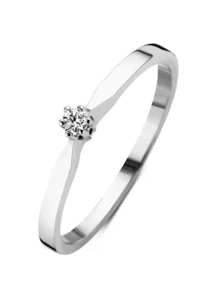Diamond Point Solitair C|Solitair Classic<Witgouden solitairring, 0.02 ct diamant, Groeibriljant