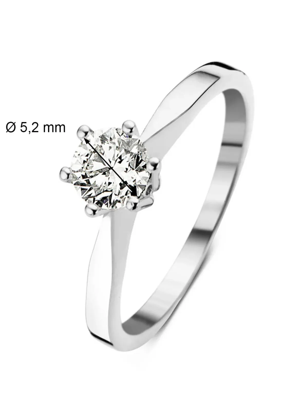 Diamond Point Solitair C|Solitair Classic<Witgouden solitairring, 0.50 ct diamant, Groeibriljant