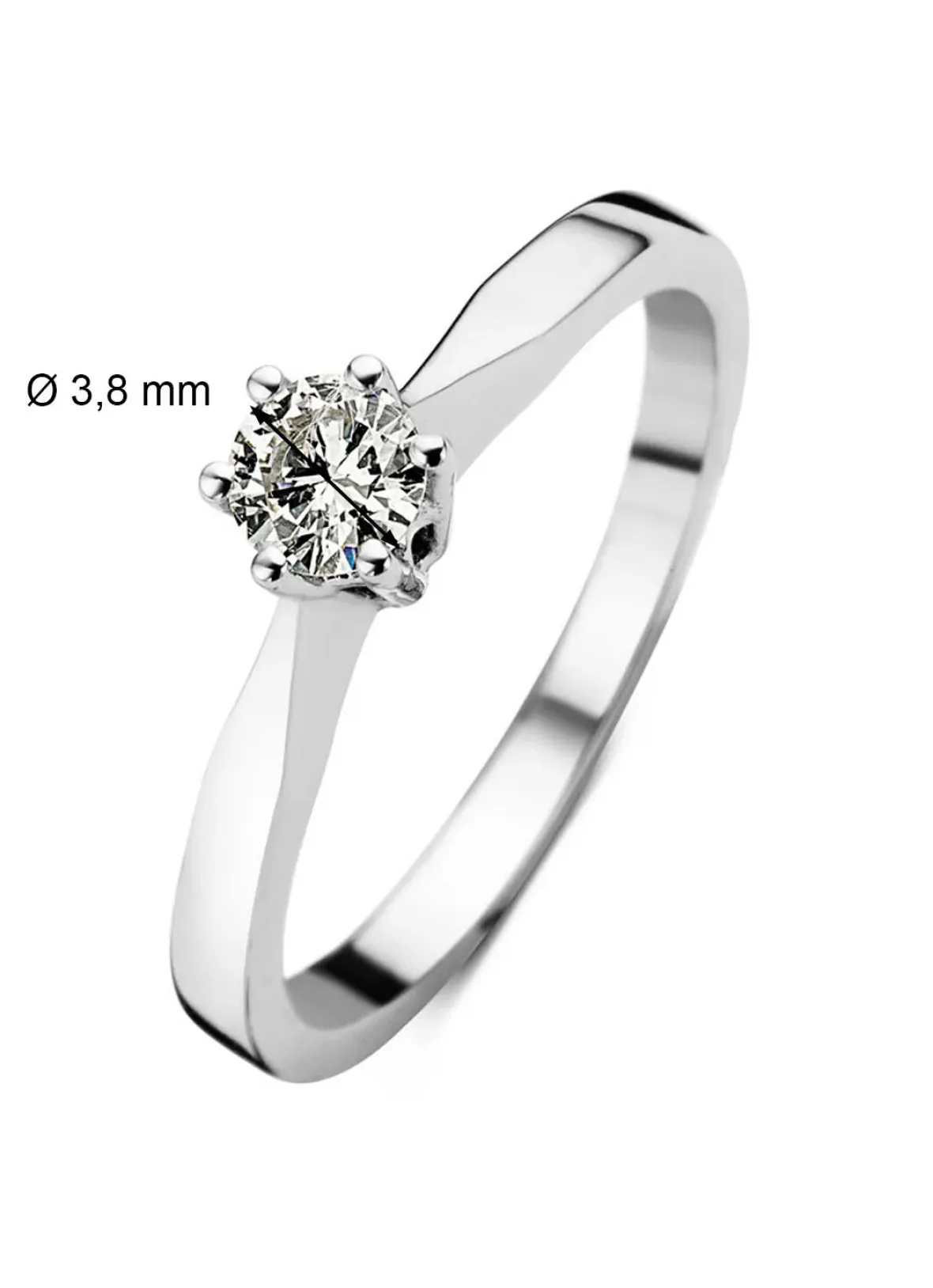 Diamond Point Solitair C|Solitair Classic<Witgouden solitairring, 0.20 ct diamant, Groeibriljant