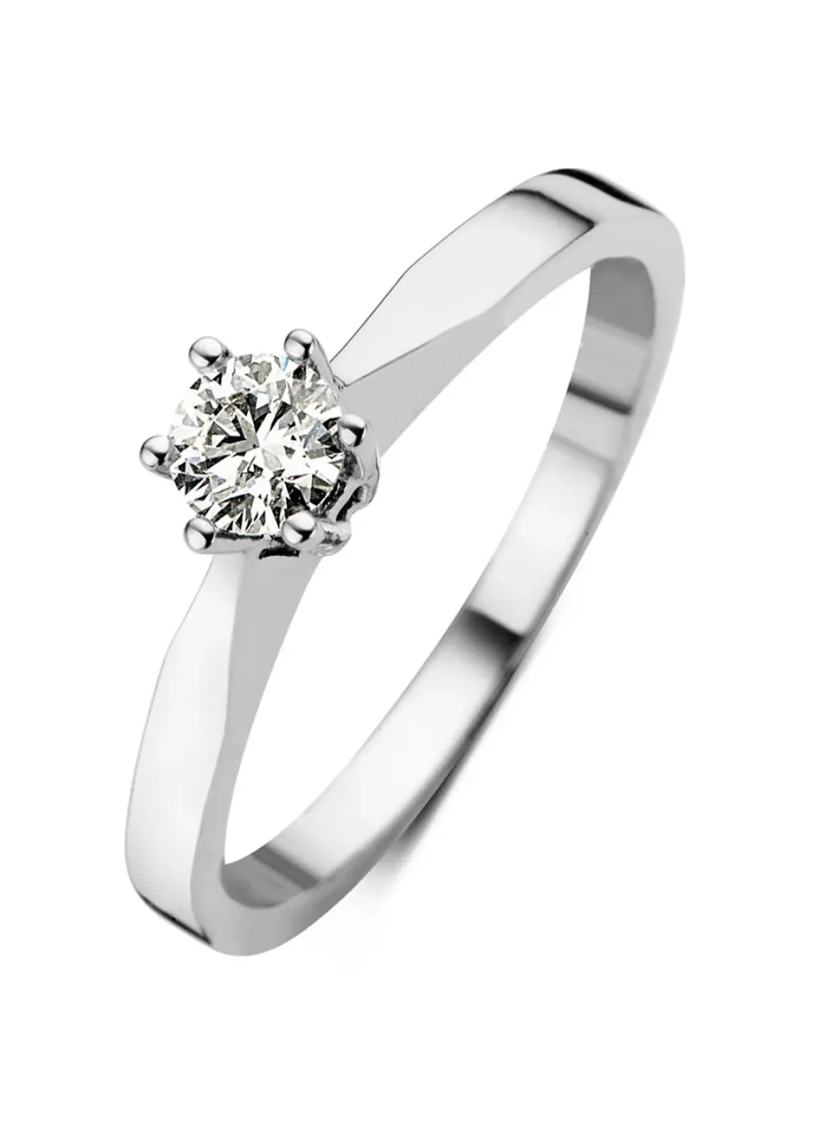 Diamond Point Solitair C|Solitair Classic<Witgouden solitairring, 0.30 ct diamant, Groeibriljant