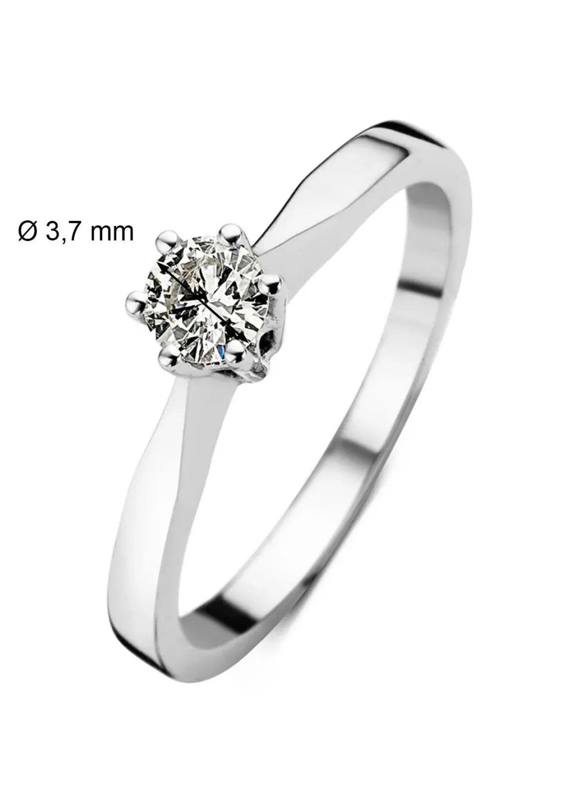 Diamond Point Solitair C|Solitair Classic<Witgouden solitairring, 0.18 ct diamant, Groeibriljant