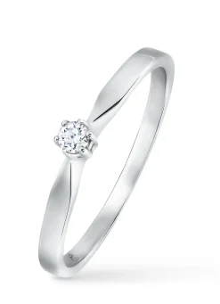 Diamond Point Solitair C|Solitair Classic<Witgouden solitairring, 0.06 ct diamant, Groeibriljant