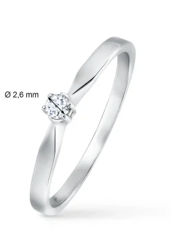 Diamond Point Solitair C|Solitair Classic<Witgouden solitairring, 0.06 ct diamant, Groeibriljant
