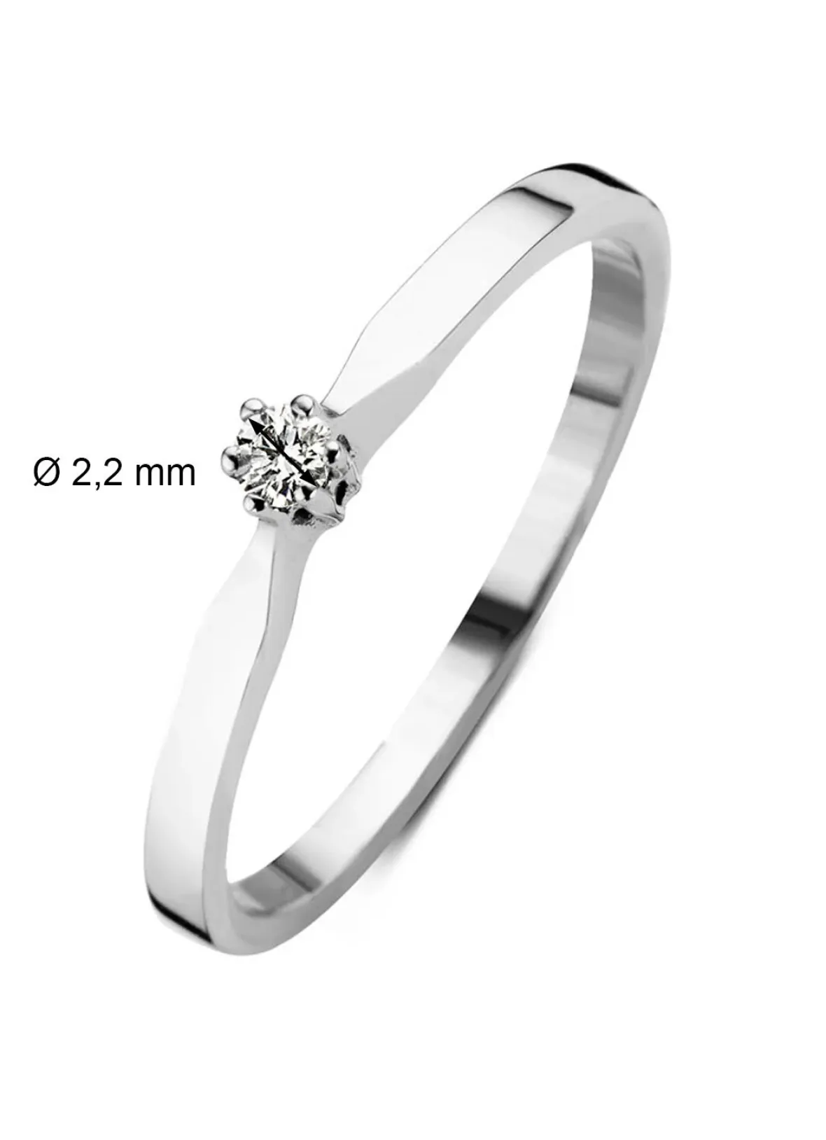 Diamond Point Solitair C|Solitair Classic<Witgouden solitairring, 0.04 ct diamant, Groeibriljant