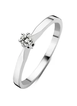 Diamond Point Solitair C|Solitair Classic<Witgouden solitairring, 0.13 ct diamant, Groeibriljant
