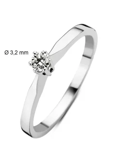 Diamond Point Solitair C|Solitair Classic<Witgouden solitairring, 0.13 ct diamant, Groeibriljant