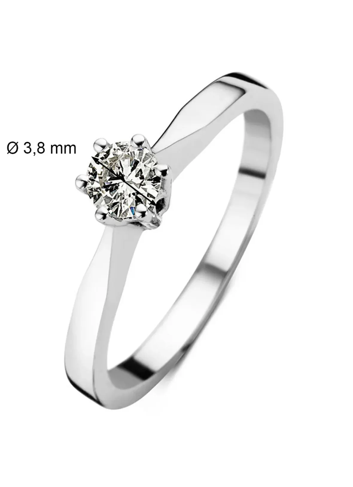 Diamond Point Solitair C|Solitair Classic<Witgouden solitairring, 0.23 ct diamant, Groeibriljant
