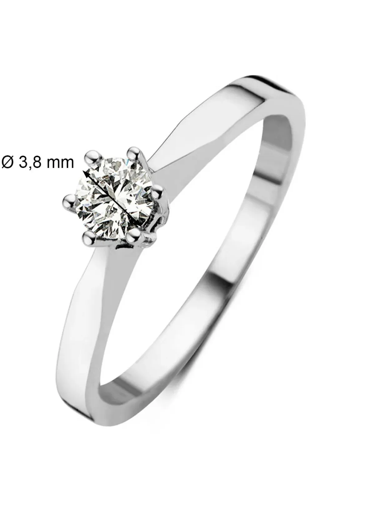 Diamond Point Solitair C|Solitair Classic<Witgouden solitairring, 0.24 ct diamant, Groeibriljant