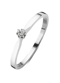 Diamond Point Solitair C|Solitair Classic<Witgouden solitairring, 0.05 ct diamant, Groeibriljant