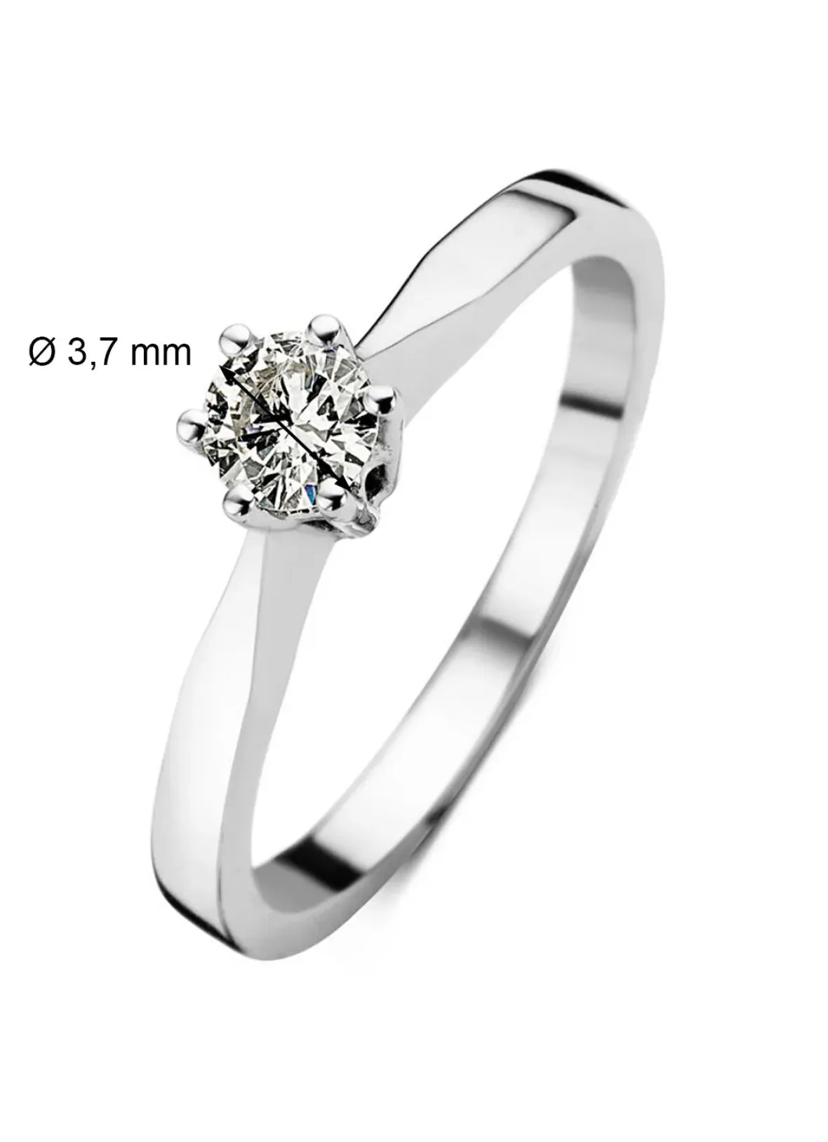 Diamond Point Solitair C|Solitair Classic<Witgouden solitairring, 0.19 ct diamant, Groeibriljant