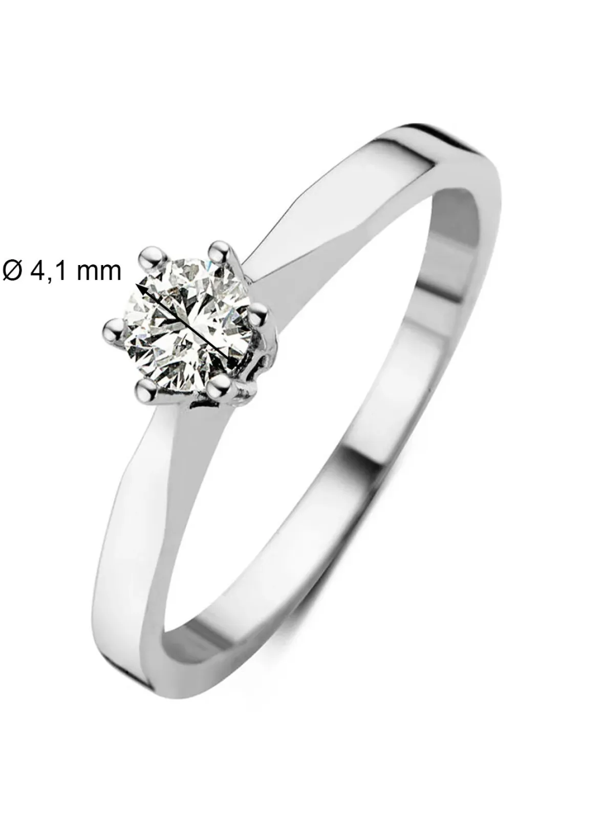Diamond Point Solitair C|Solitair Classic<Witgouden solitairring, 0.27 ct diamant, Groeibriljant