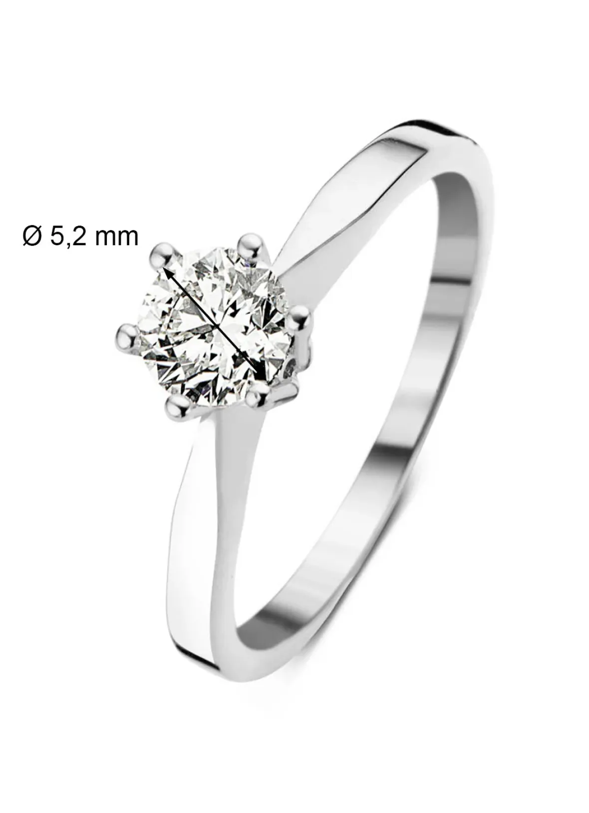 Diamond Point Solitair C|Solitair Classic<Witgouden solitairring, 0.52 ct diamant, Groeibriljant