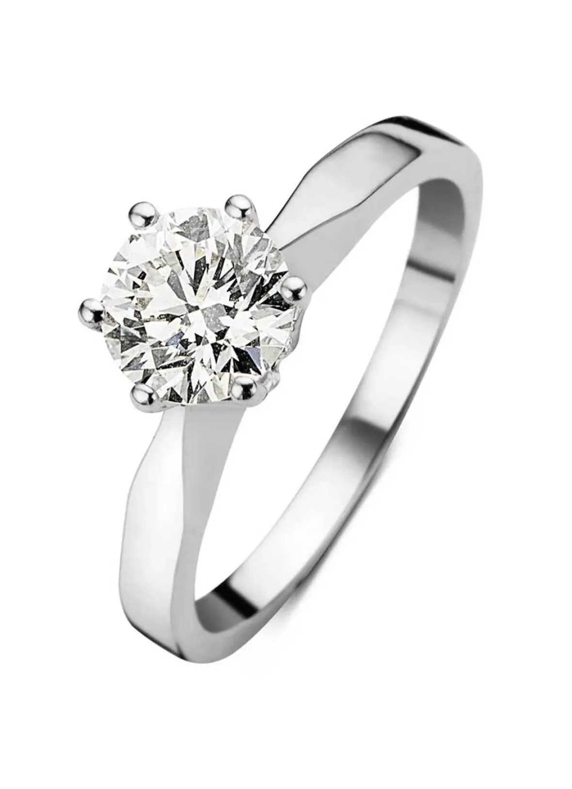 Diamond Point Solitair C|Solitair Classic<Witgouden solitairring, 0.71 ct diamant, Groeibriljant
