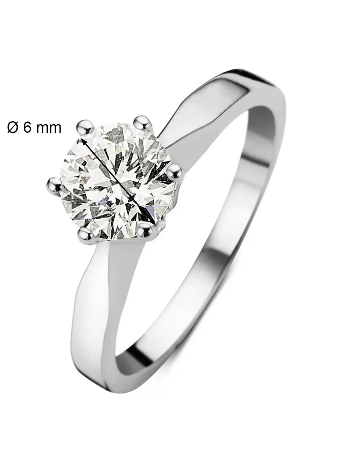 Diamond Point Solitair C|Solitair Classic<Witgouden solitairring, 0.84 ct diamant, Groeibriljant